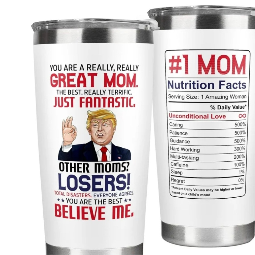 #1 Mom Stainless Steel Tumbler - White